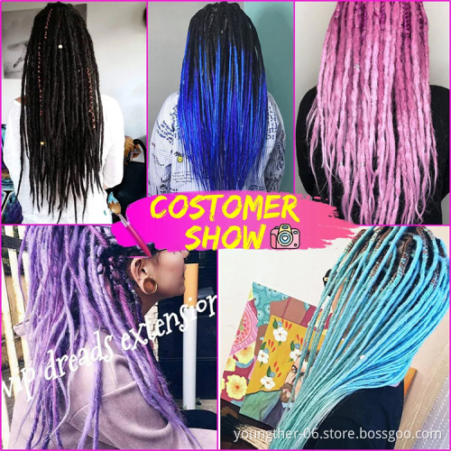 Handmade Crochet Dreadlocks Braid Locs Twist Afro Kinky Human Hair Dreadlocks Extensions For Woman Soft  Braids